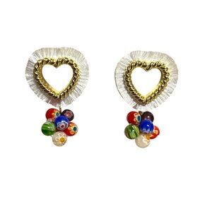 SUGARFIX fringe heart earrings with beads by Baublebar